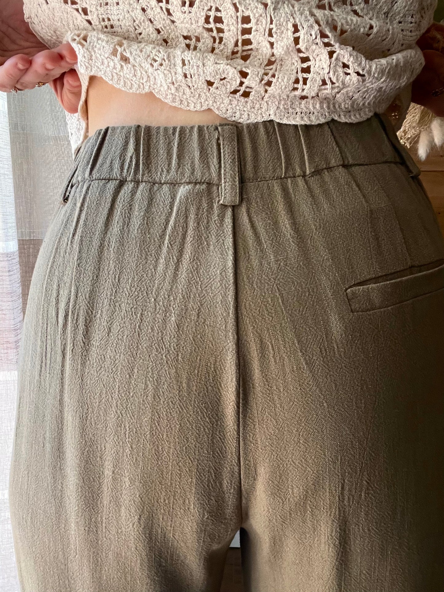 Pantalone Olive Misto Lino