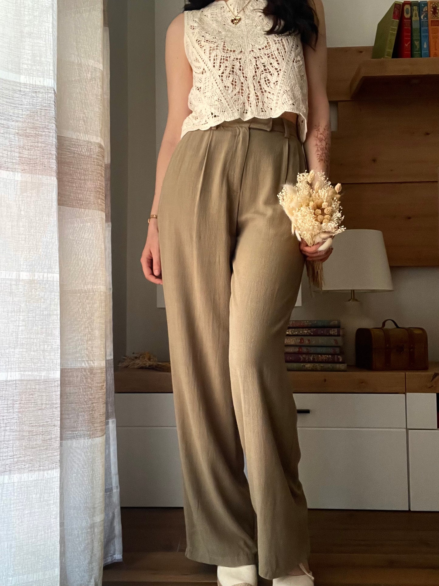 Pantalone Olive Misto Lino