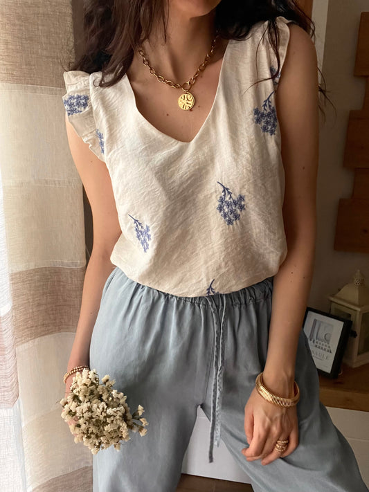Top Fiori Blu