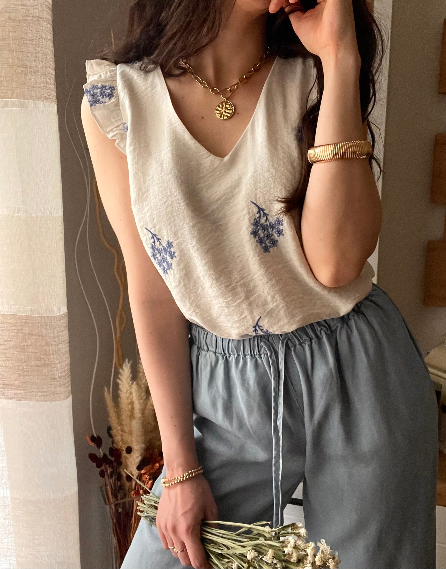 Top Fiori Blu