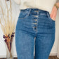 Jeans Cropped Flare Con Bottoni