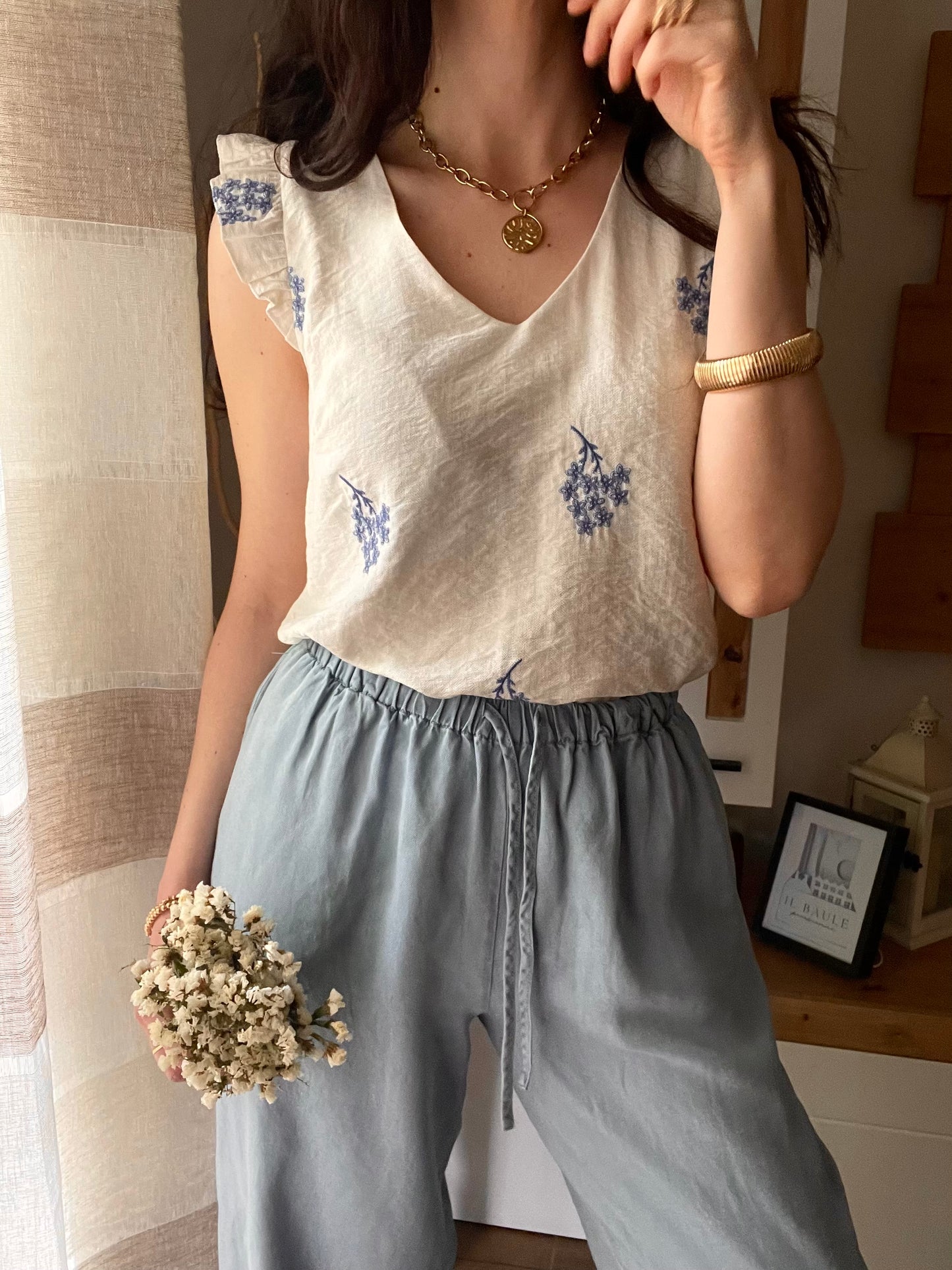 Top Fiori Blu