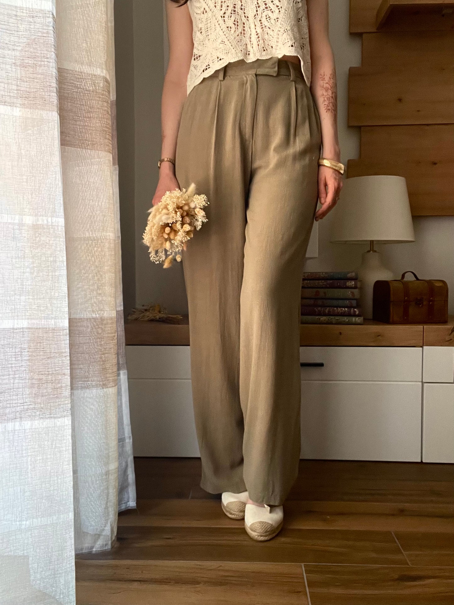 Pantalone Olive Misto Lino