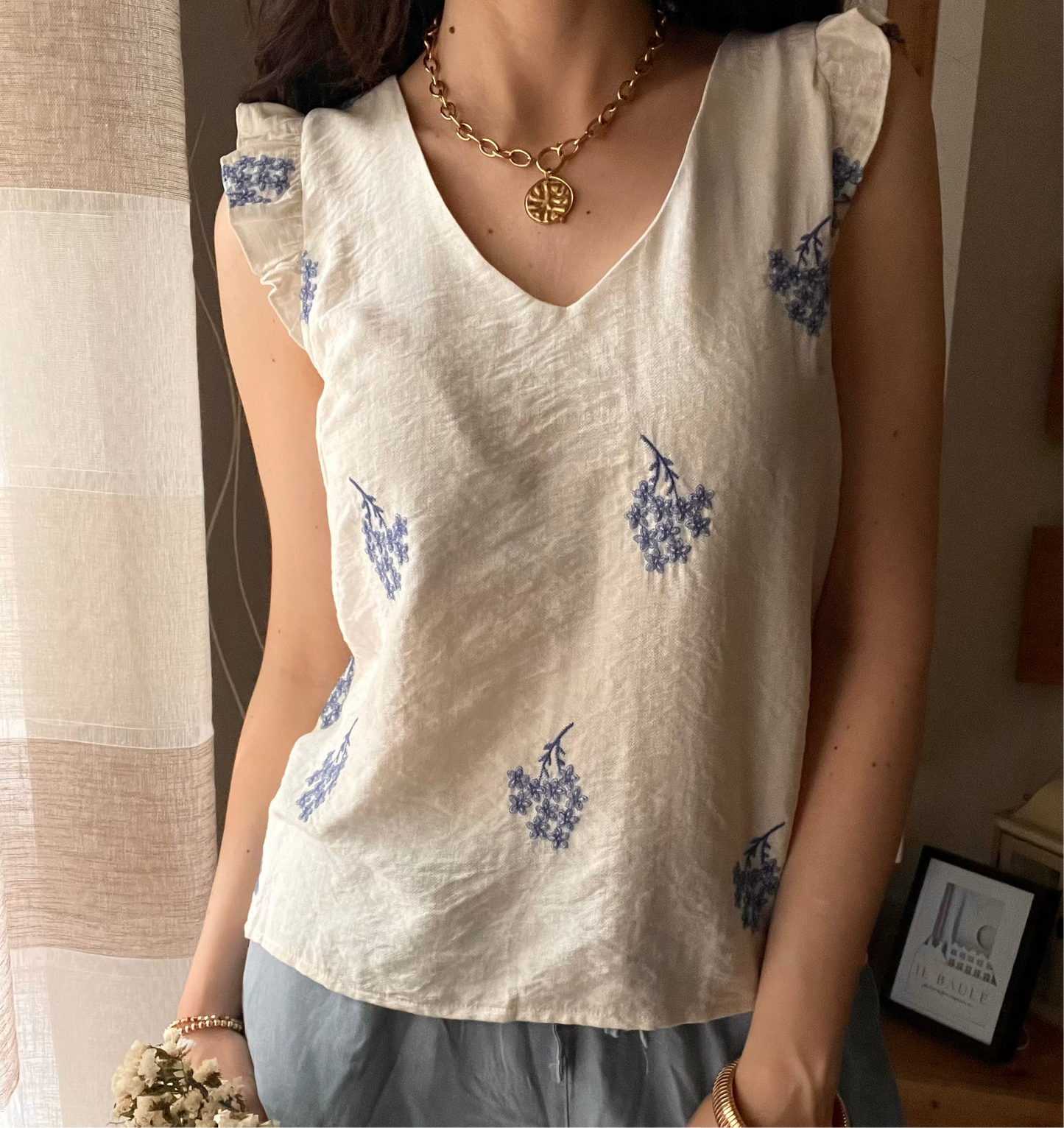 Top Fiori Blu