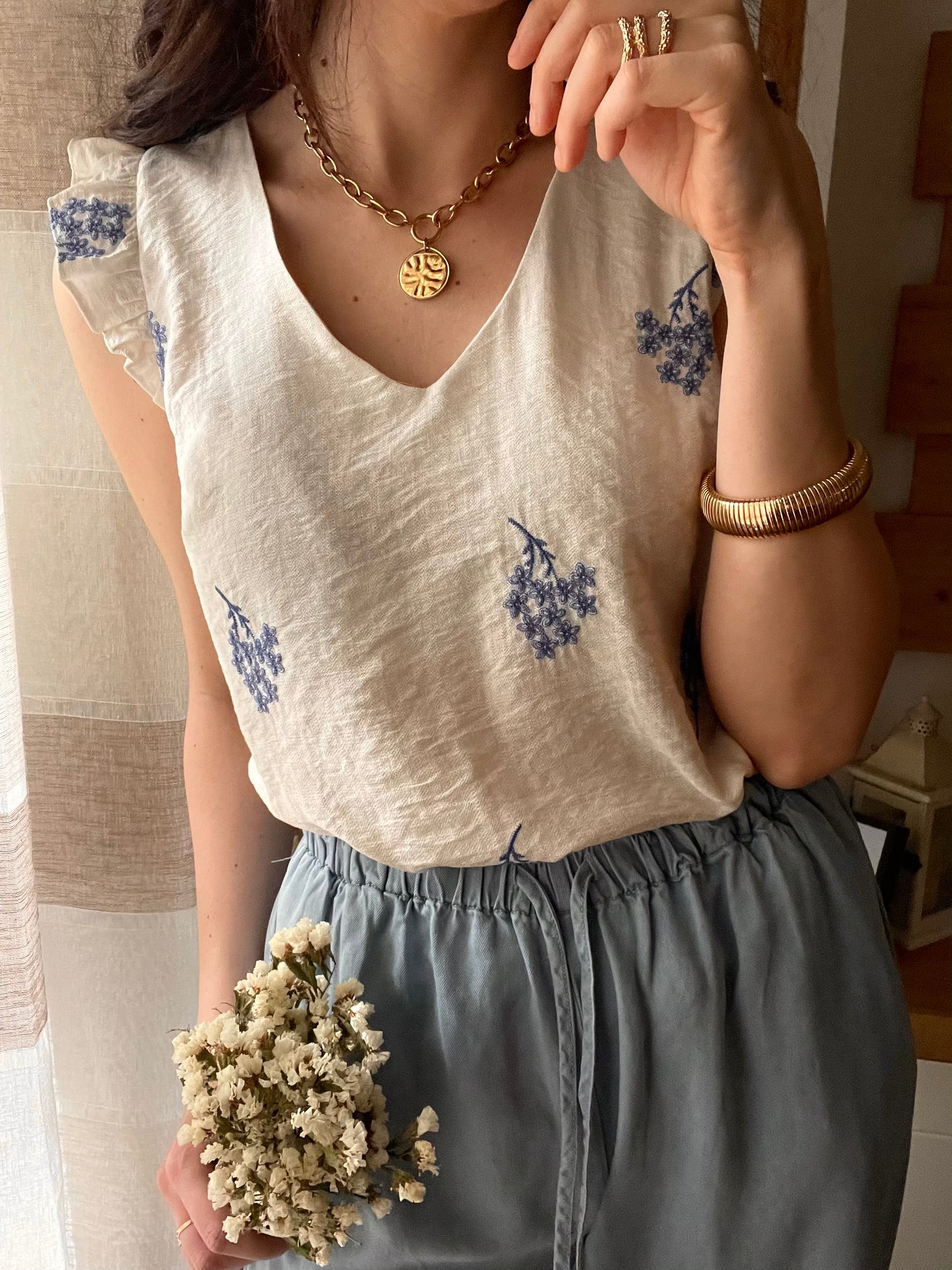 Top Fiori Blu